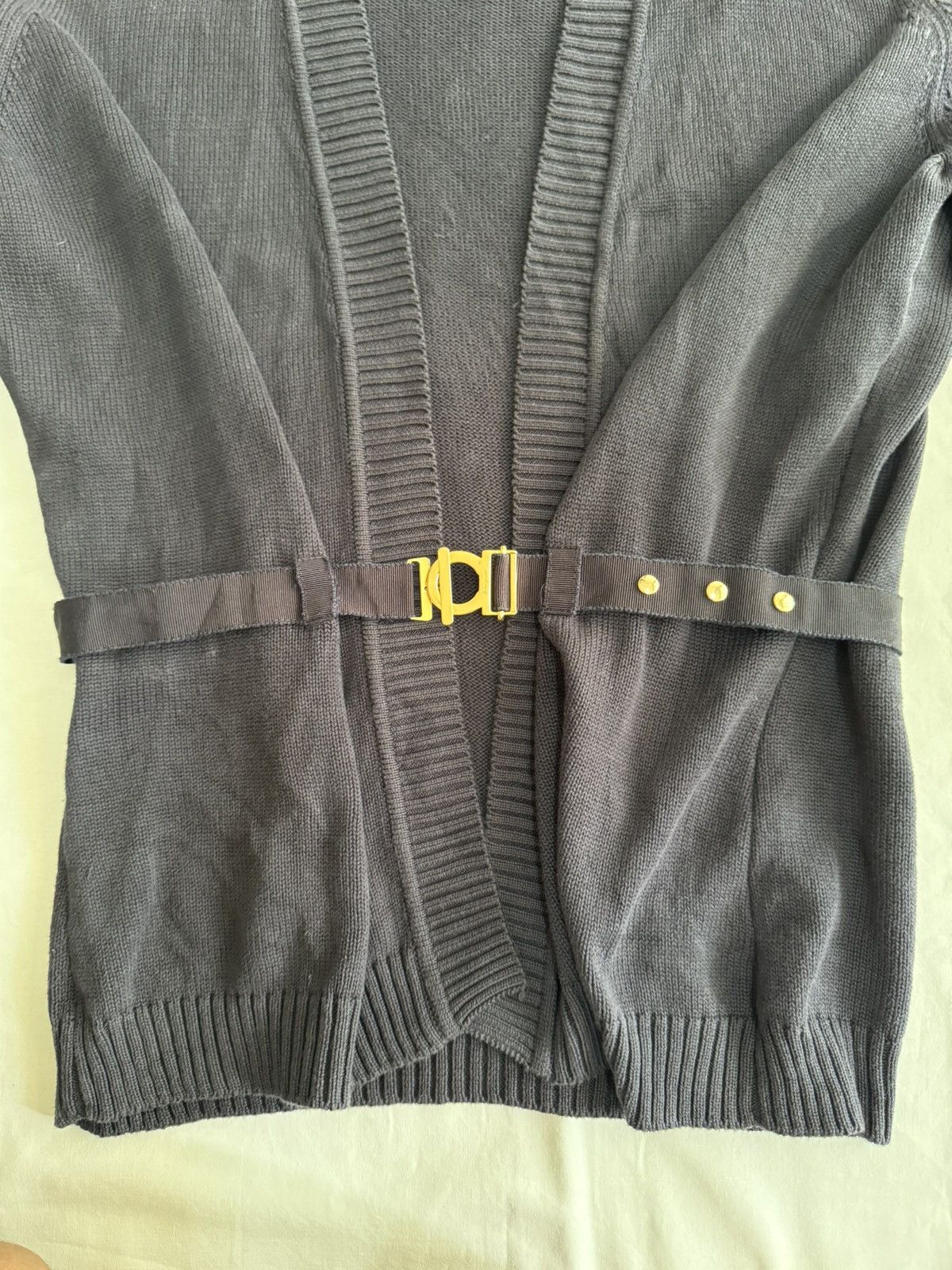 Salvatore Ferragamo Vintage🔥Salvatore Ferragamo Black Cardigan With Buckle Size S / US 4 / IT 40 - 9 Thumbnail