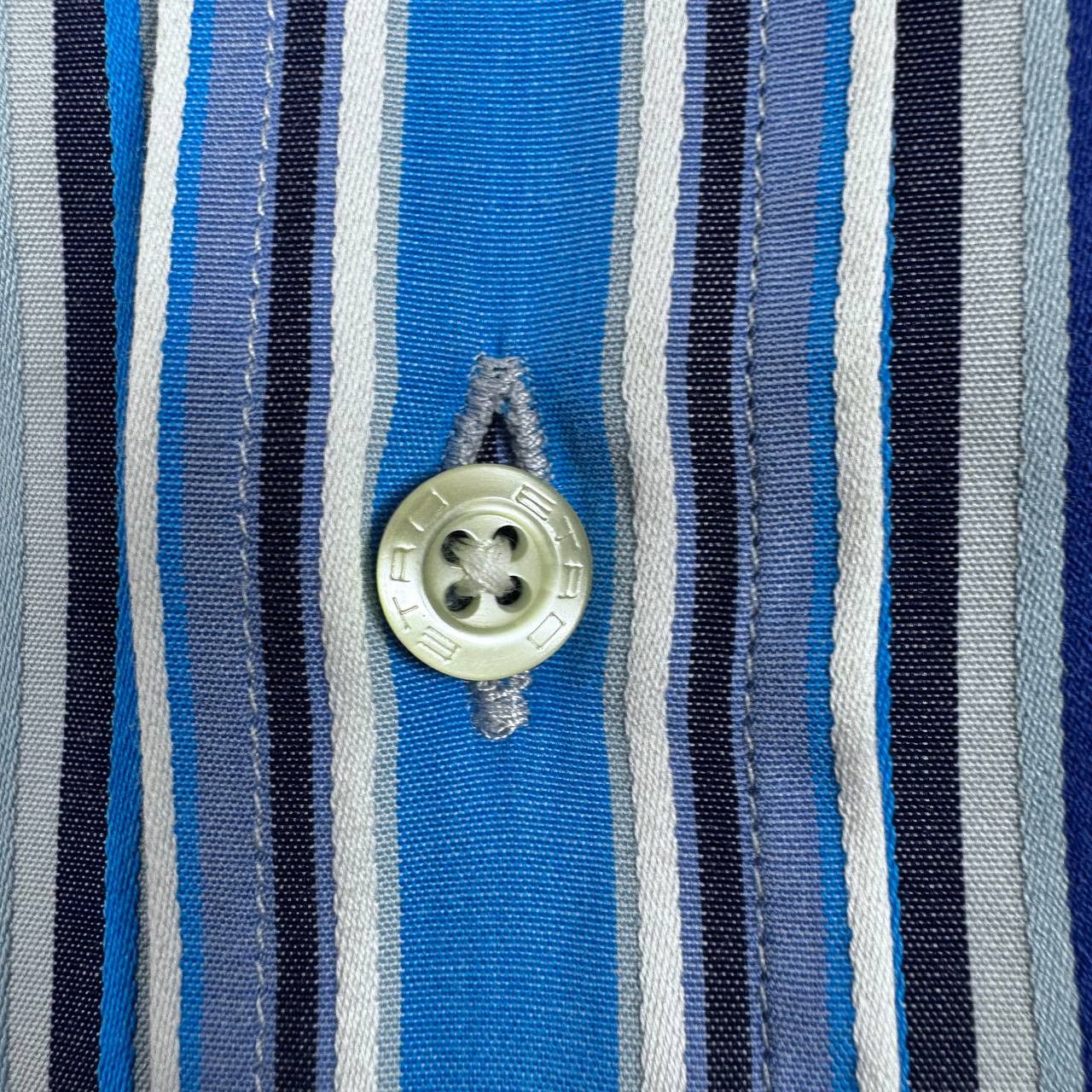 Etro Etro Milano Striped Button Up Shirt Blue Mens Size L Size US L / EU 52-54 / 3 - 6 Thumbnail