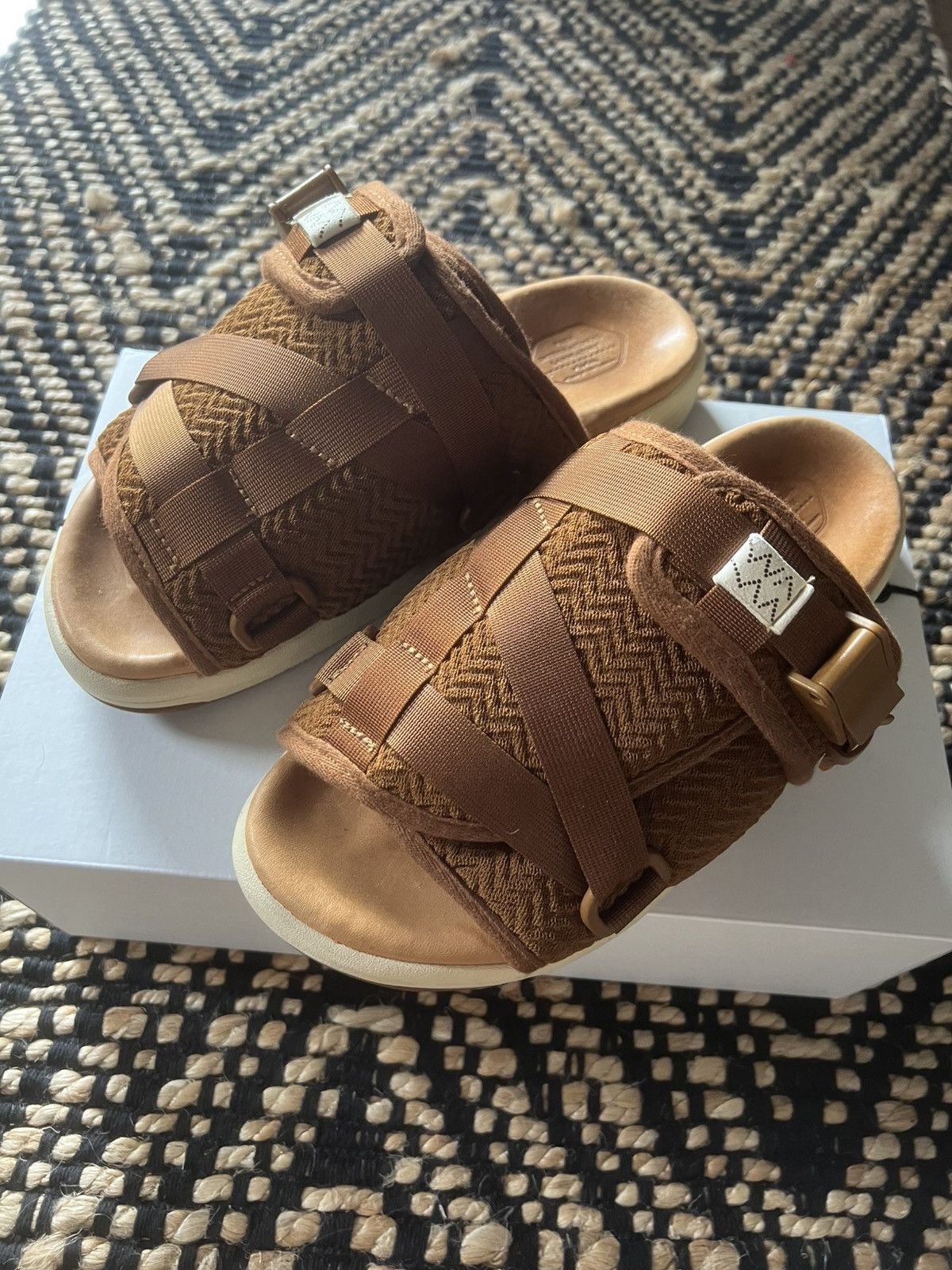 Visvim Visvim WMV SS19 Brown Zig-Zag Nylon Christo Sandals Size US 10 / EU 43 - 1 Thumbnail