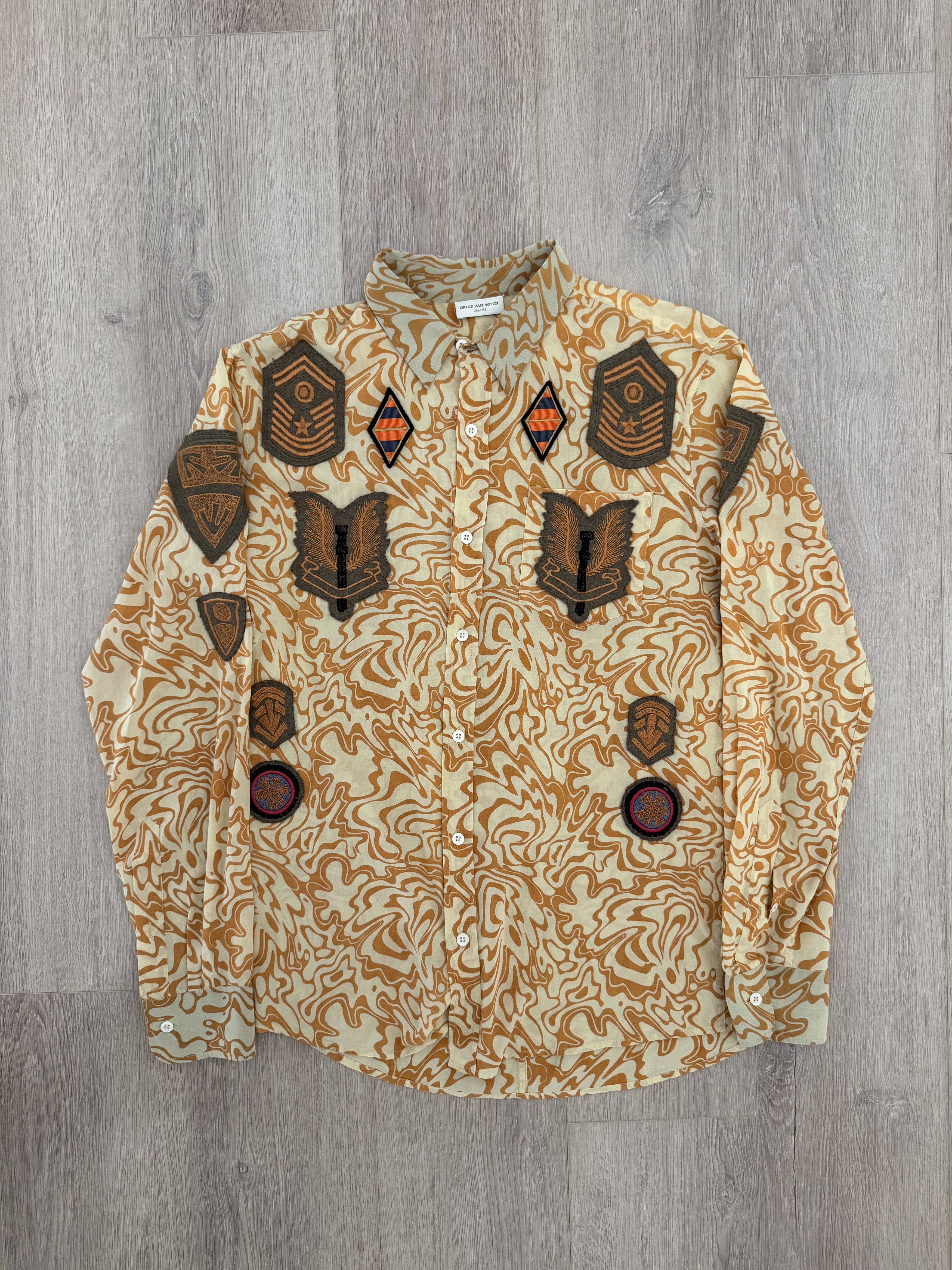 Dries Van Noten Dries Van Noten 2016 Military Patches Psychadelic Shirt Size US M / EU 48-50 / 2 - 1 Thumbnail