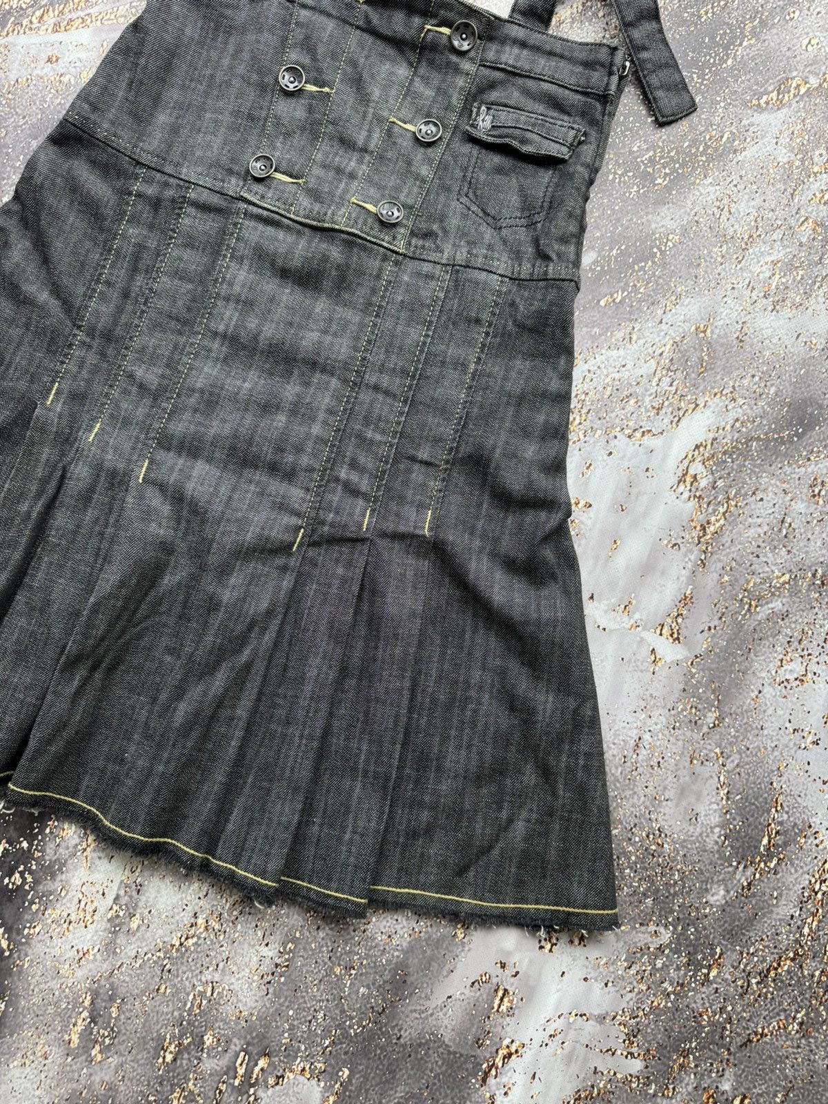 Vintage Vintage Denim Flared Bondage Midi Skirt Size 29" - 4 Thumbnail