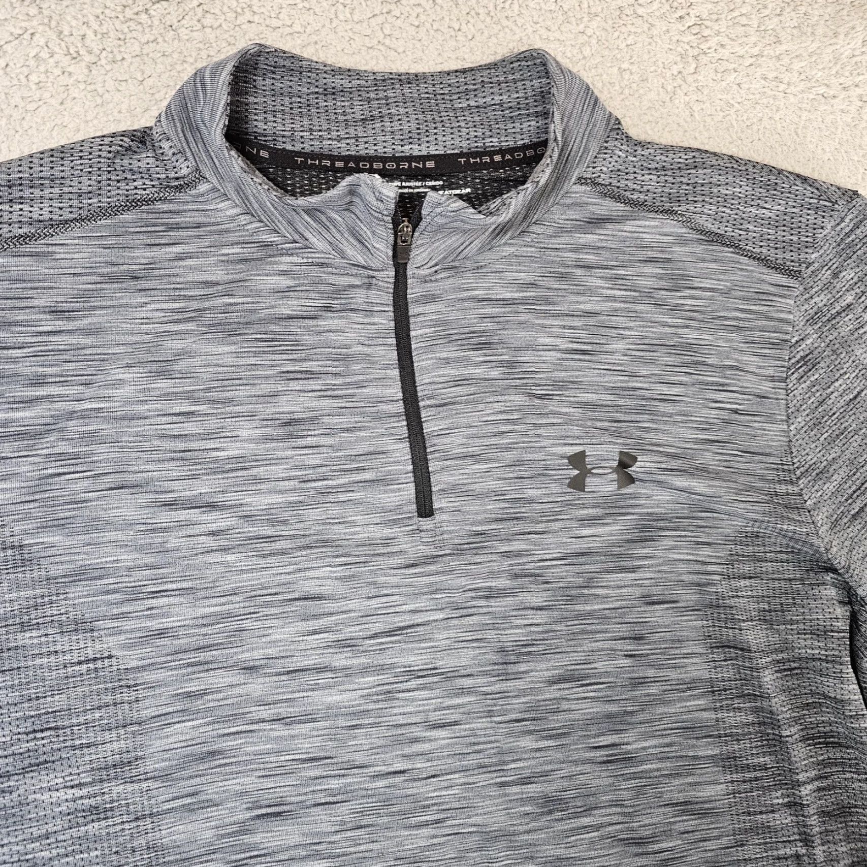 Under Armour Under Armour Pullover Mens 2XL Gray HeatGear Quarter Zip Athletic Shirt Size US XXL / EU 58 / 5 - 2 Thumbnail