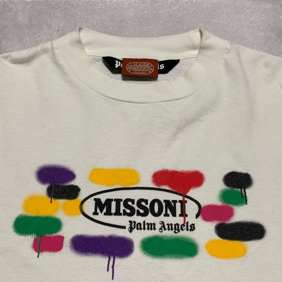 Palm Angels Palm Angels Large Missoni Spray Paint White Tee Size US L / EU 52-54 / 3 - 3 Thumbnail