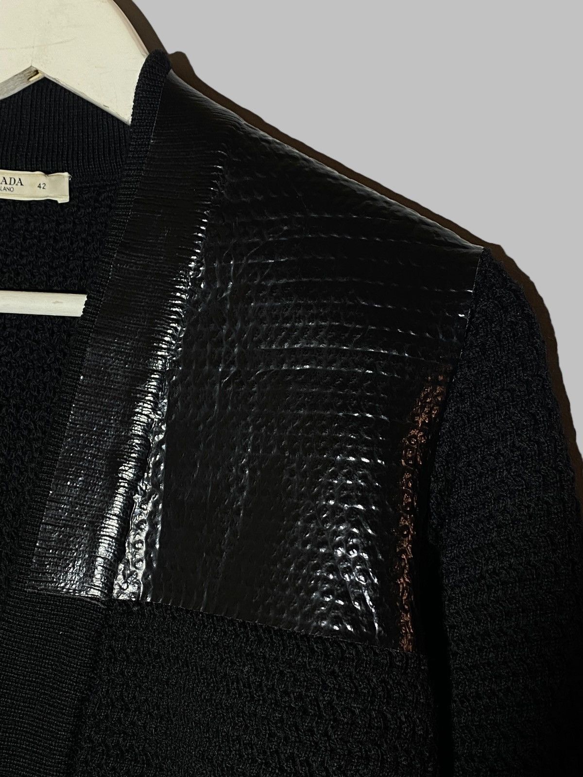 Prada Prada 2010 Wool Knit Cardigan With Polyurethane Details Size M / US 6-8 / IT 42-44 - 5 Thumbnail