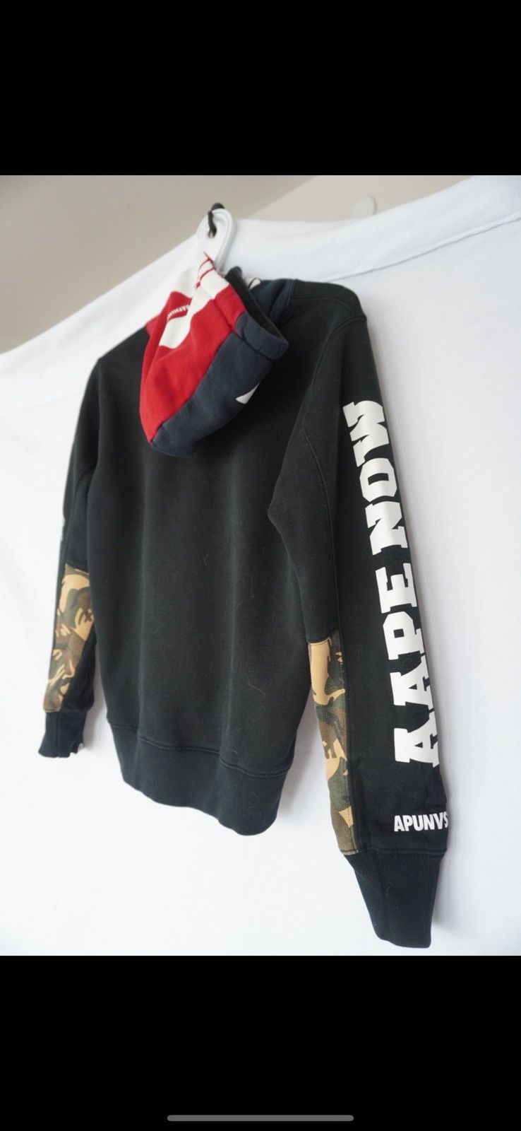Aape AAPE By A Bathing Ape Black Hoodie with Camo Half Sleeve Size US S / EU 44-46 / 1 - 4 Thumbnail