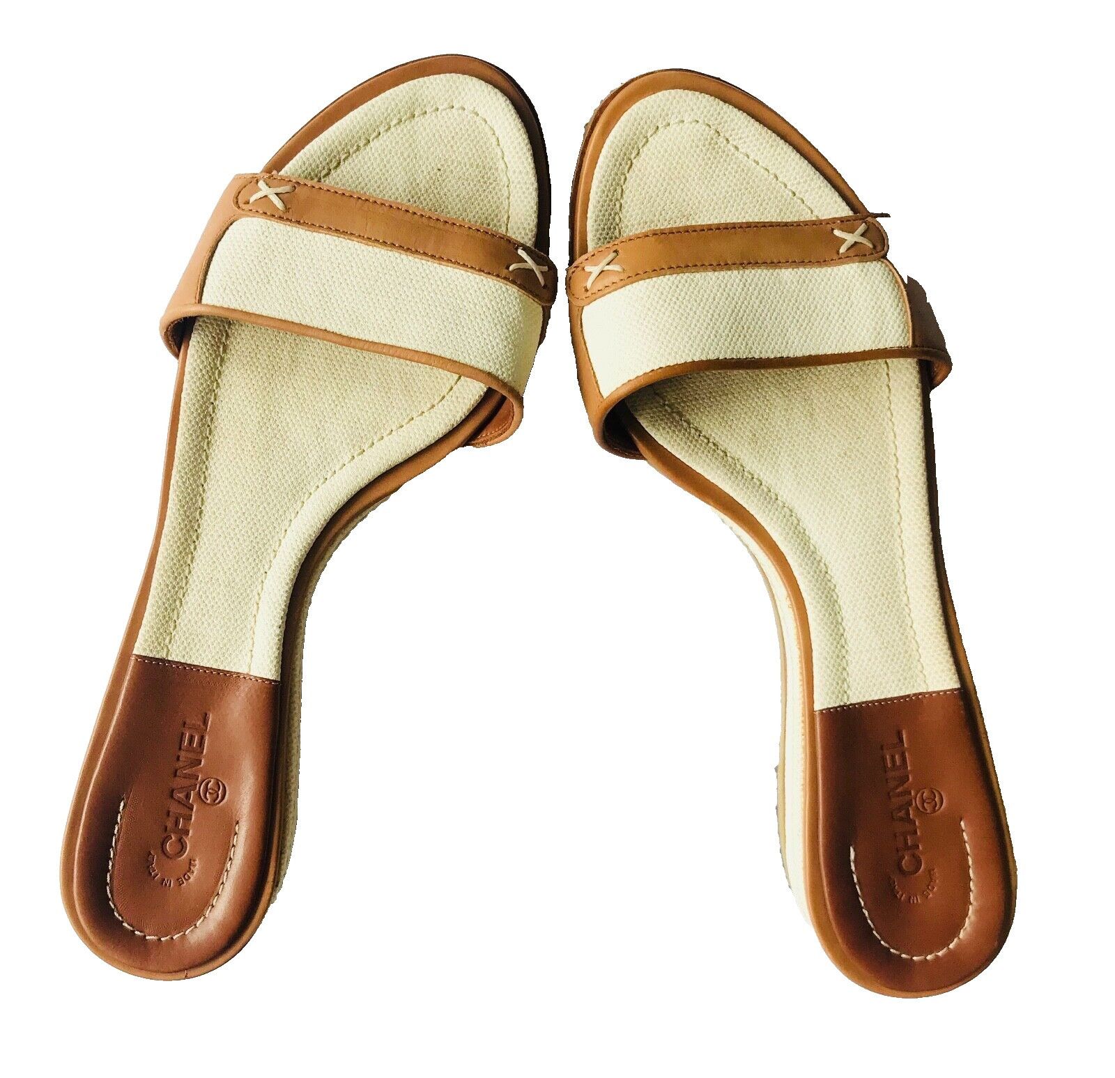 Chanel 2007C Canvas and Leather Vintage Mules Size US 7 / IT 37 - 1 Thumbnail