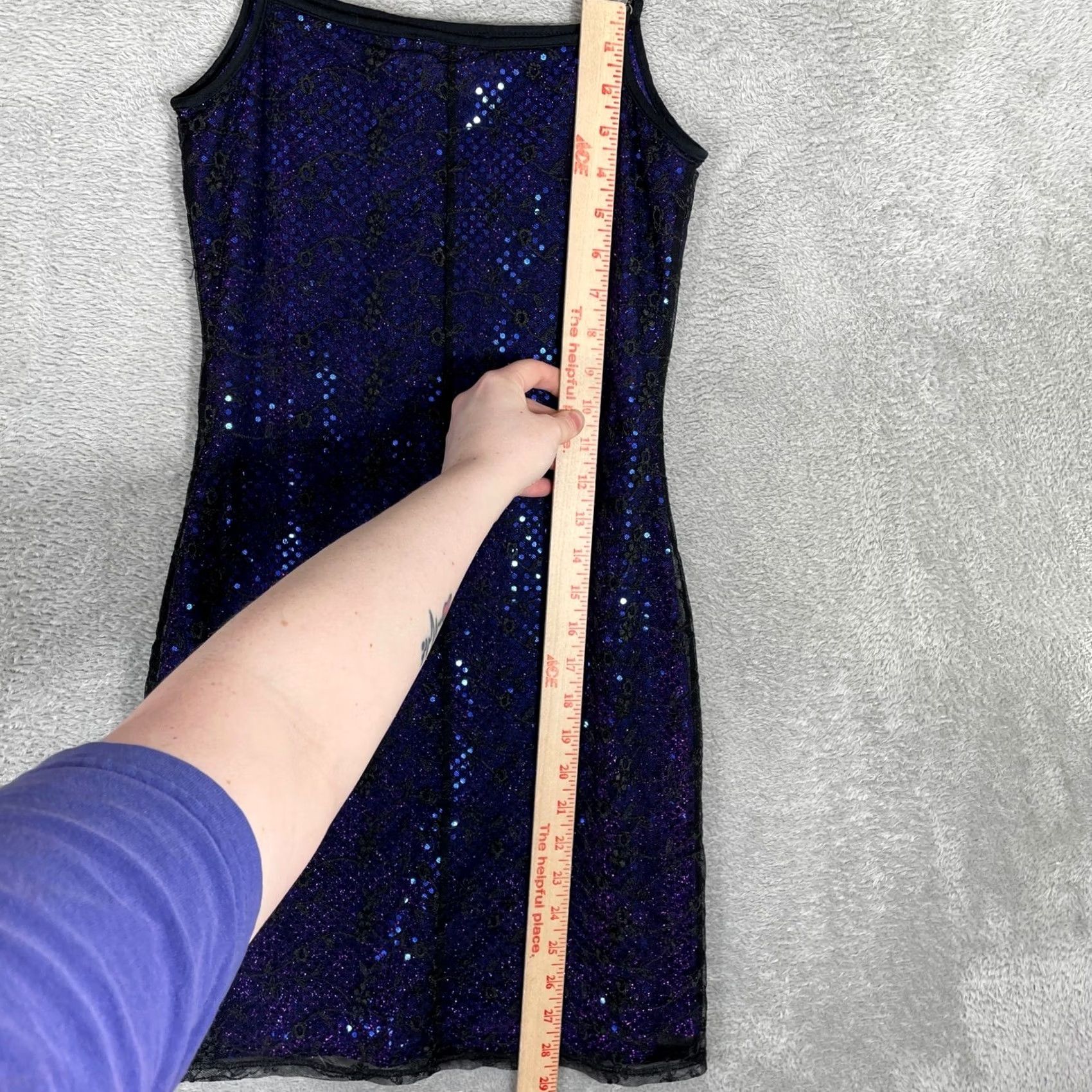Vintage VINTAGE Charlotte Russe Mini Dress Small Purple Sequin Lace Overlay Y2K Women Size S / US 4 / IT 40 - 7 Thumbnail