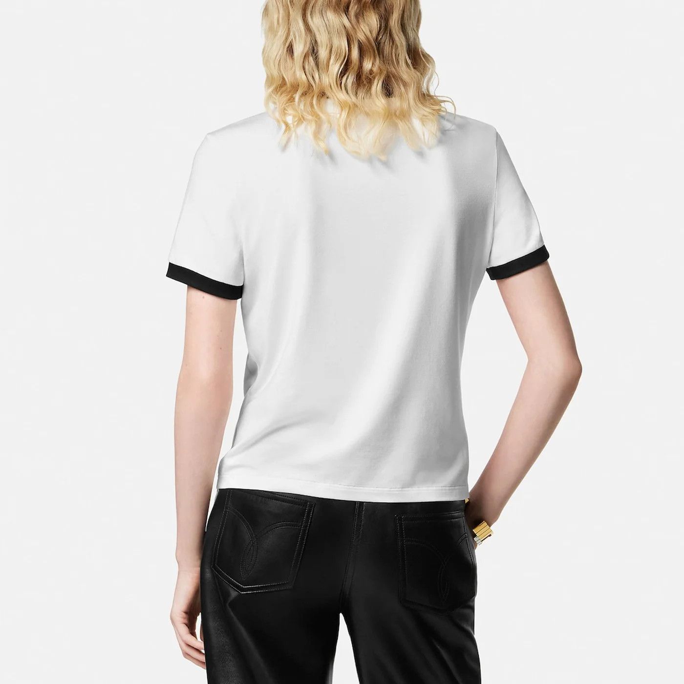 Versace o1d2blof0426 Jersey Short Sleeve T-Shirt in White/Black Size S / US 4 / IT 40 - 5 Thumbnail