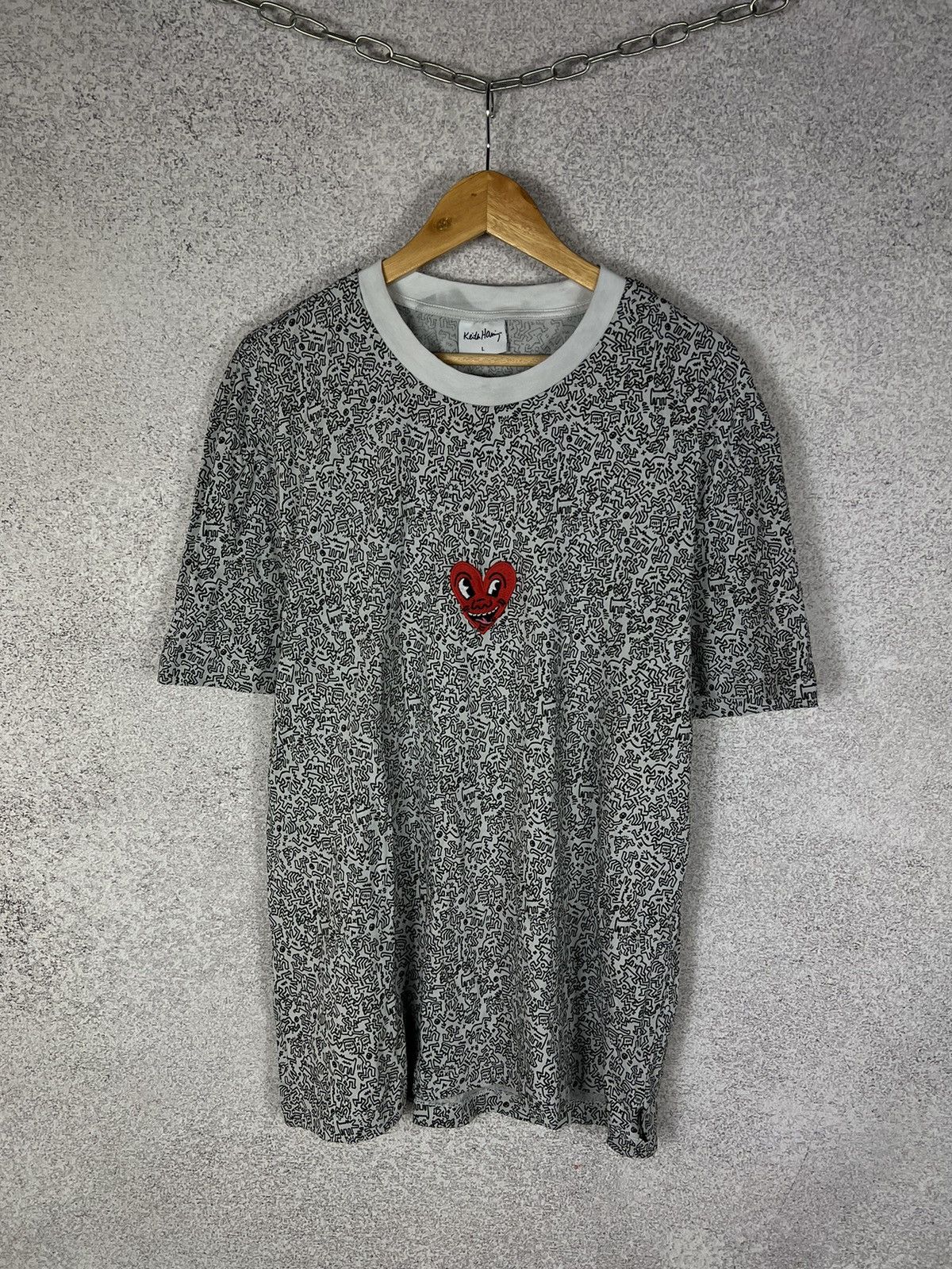 Keith Haring Keith Haring Monogram Designer T-Shirt Embroidered Heart Tee Size US L / EU 52-54 / 3 - 1 Thumbnail