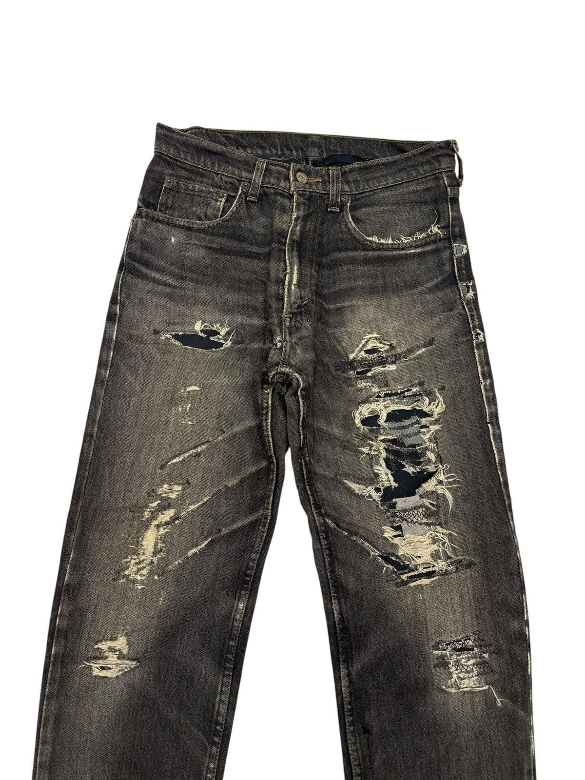 Levi's × Undercover Rare Levis Black Thrashed Destroyed Denim Jeans Size US 29 - 5 Thumbnail