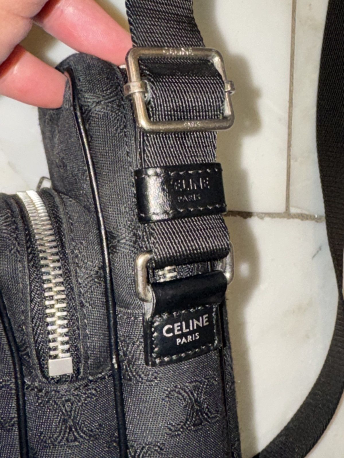 Celine Celine Paris Black Triomphe Monogram Crossbody Messenger Bag Size ONE SIZE - 5 Thumbnail