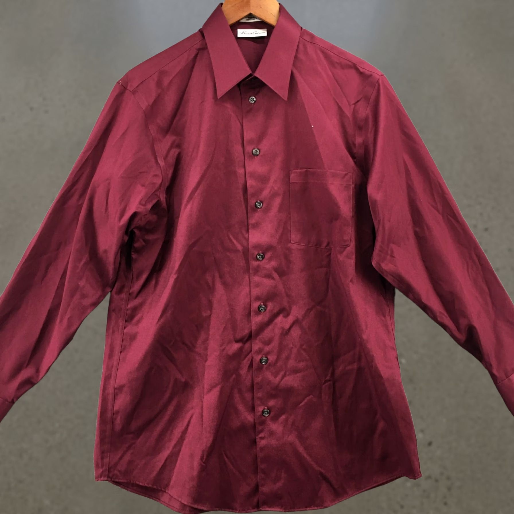 Kenneth Cole Kenneth Cole Dress Shirt Mens S Burgundy Cotton Button Up Long Sleeve Non-Iron Size 36R - 1 Thumbnail