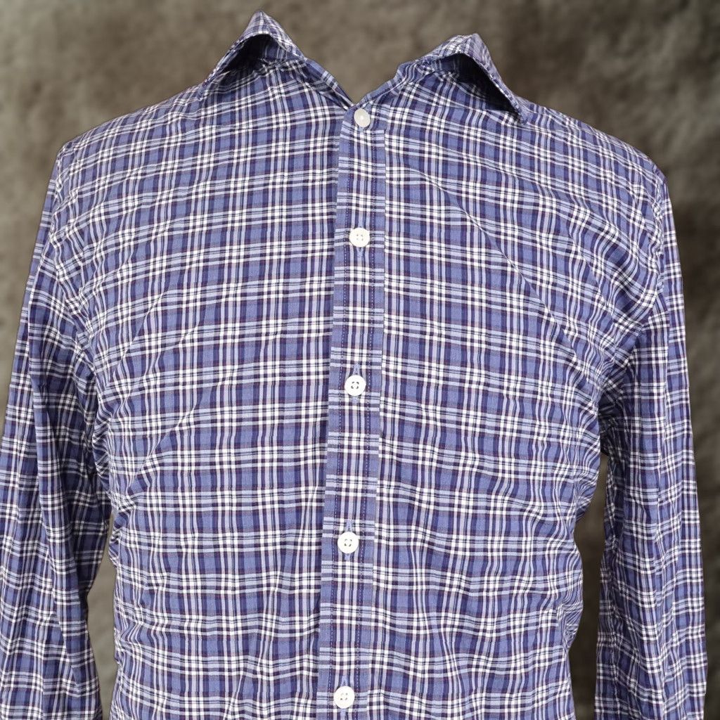 Jos. A. Bank JOS. A. BANK Slim Fit Blue Plaid Button-Up Shirt Adult XL Size US XL / EU 56 / 4 - 1 Thumbnail