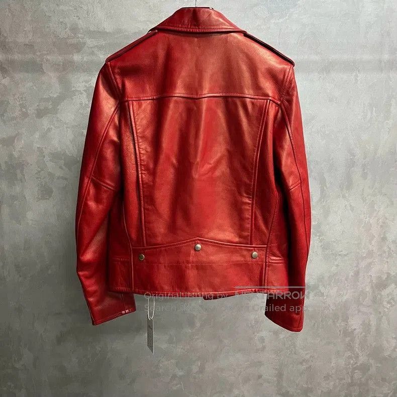 Saint Laurent Paris saint laurent red leather biker jacket. Size US M / EU 48-50 / 2 - 2 Thumbnail