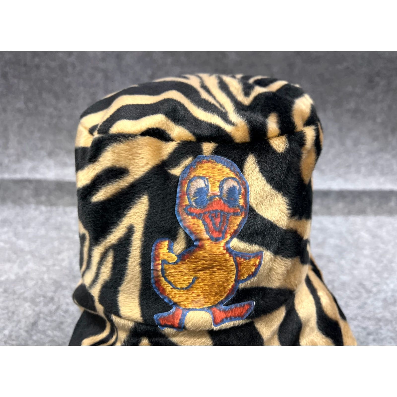 Vintage Duck Bucket Hat Adult One Size Beige Black Zebra Print Poly Blend Reversible Size ONE SIZE - 2 Thumbnail