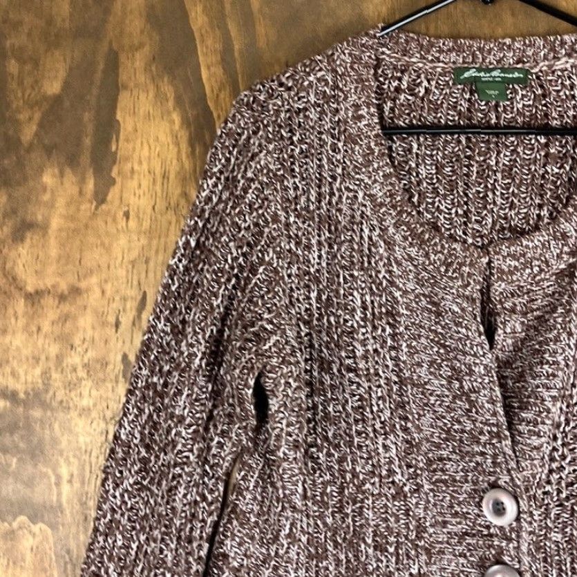 Eddie Bauer Eddie Bauer Womens Cardigan Brown V-Neck Knitted Button Down Large Cardigan Brown Size L / US 10 / IT 46 - 4 Thumbnail
