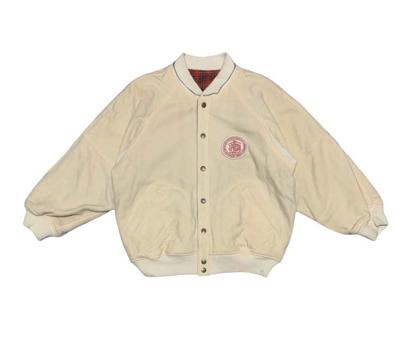 image of J Press York Street x Varsity Jacket Vintage J Pres Reversible Wool Varsity Jacket in Cream/Red (Si