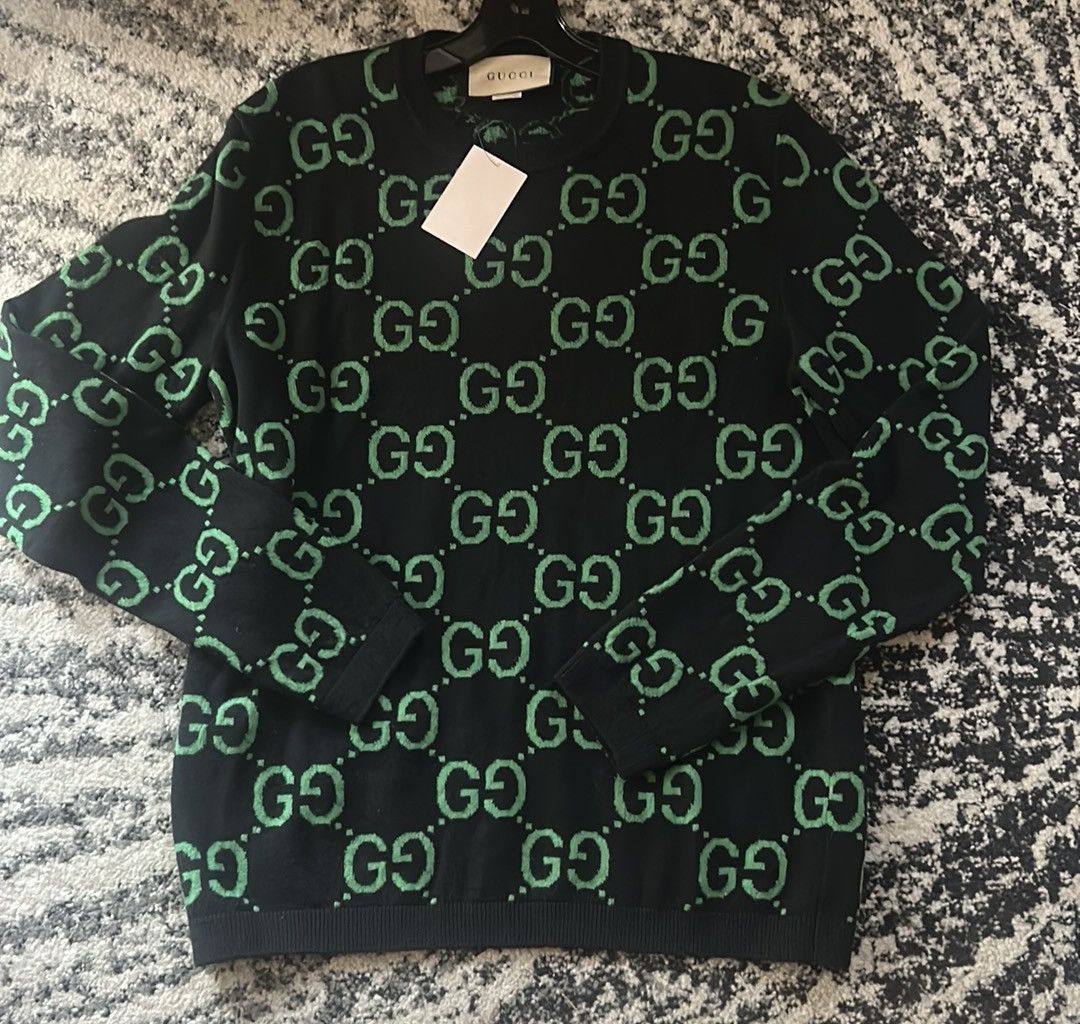 Gucci Gucci GG Monogram Crewneck Knitted Jacquard 100%wool Sweater Size US M / EU 48-50 / 2 - 2 Thumbnail