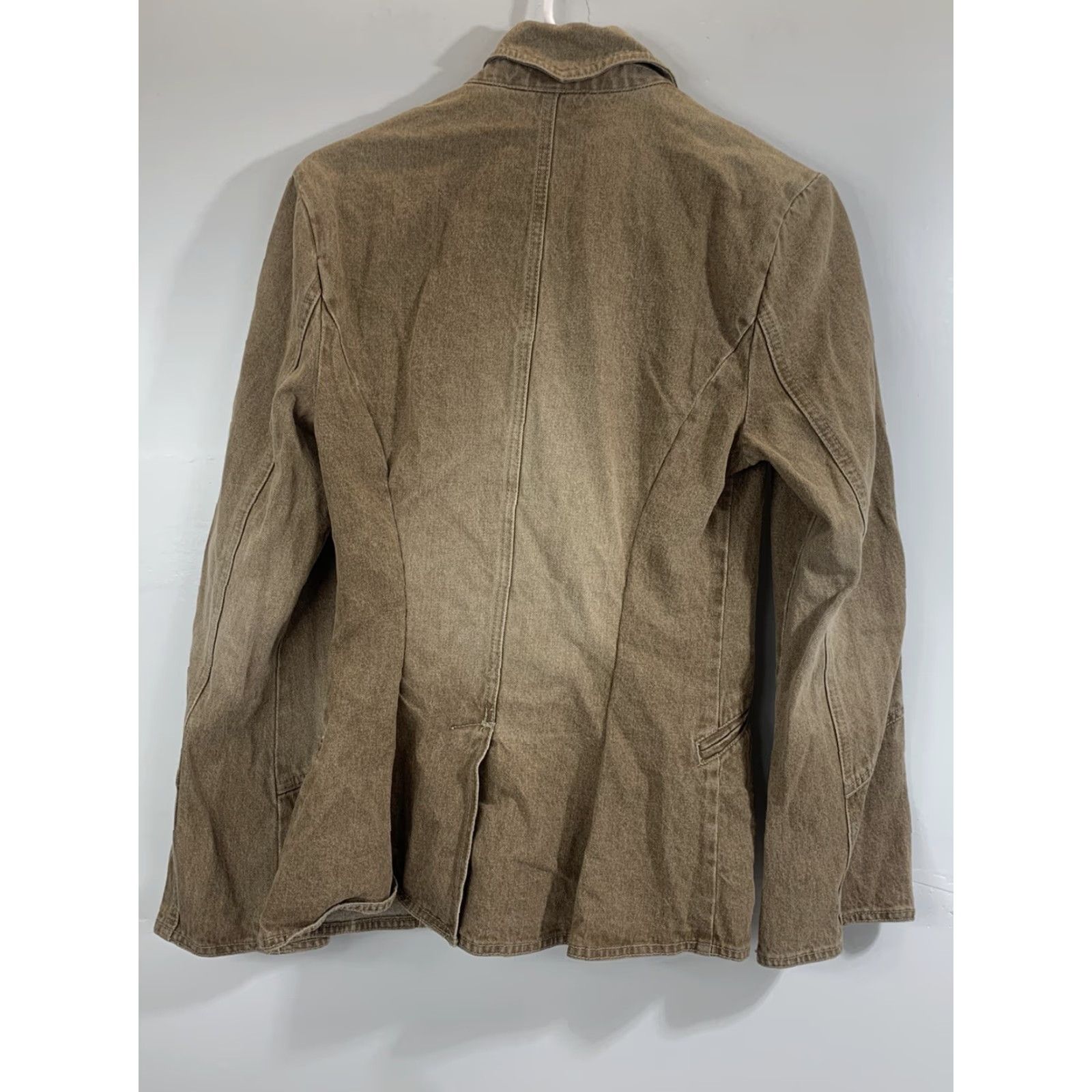 Denime VINTAGE Jeanology Denim Jacket Beige Size 10 Women Jacket Pea Coat Fall Winter Spring Denim Cotton Beige Button Regular Size 32" / US 10 / IT 46 - 2 Thumbnail