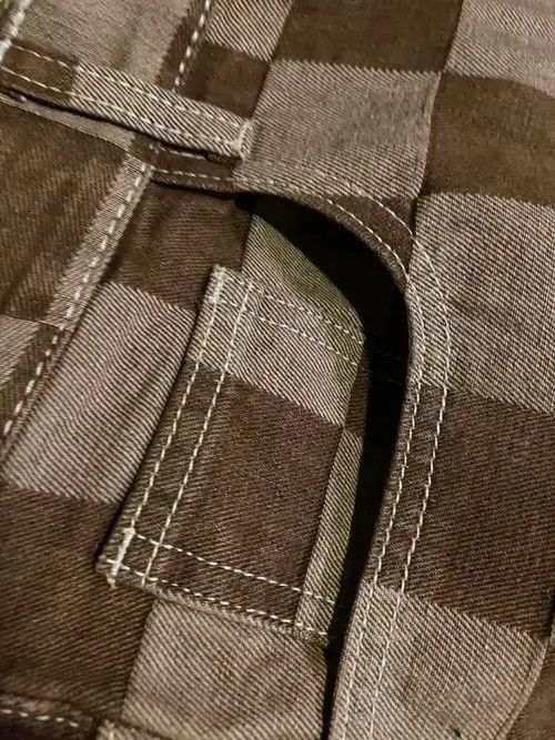 Other Men's Brown Check Print Baggy Jeans Size US 33 - 4 Thumbnail