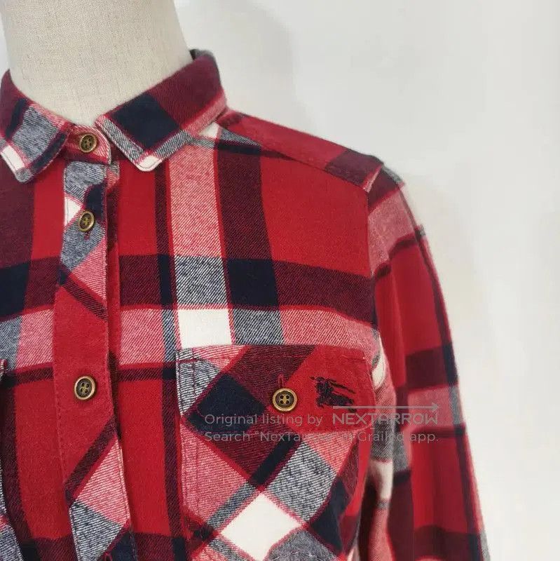 Burberry Burberry Red Cotton Check Long Sleeve Shirt. Size M / US 6-8 / IT 42-44 - 2 Thumbnail