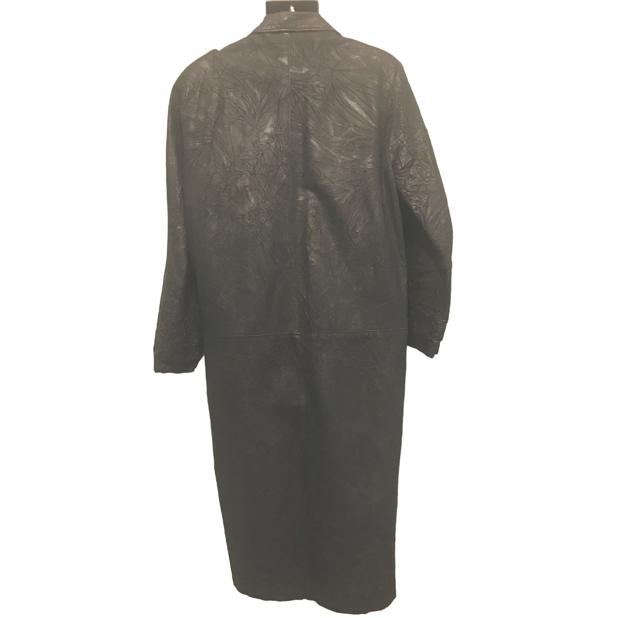 Vintage Canadian Made Men's Black Crinkled Leather Duster Buster Size US S / EU 44-46 / 1 - 2 Thumbnail