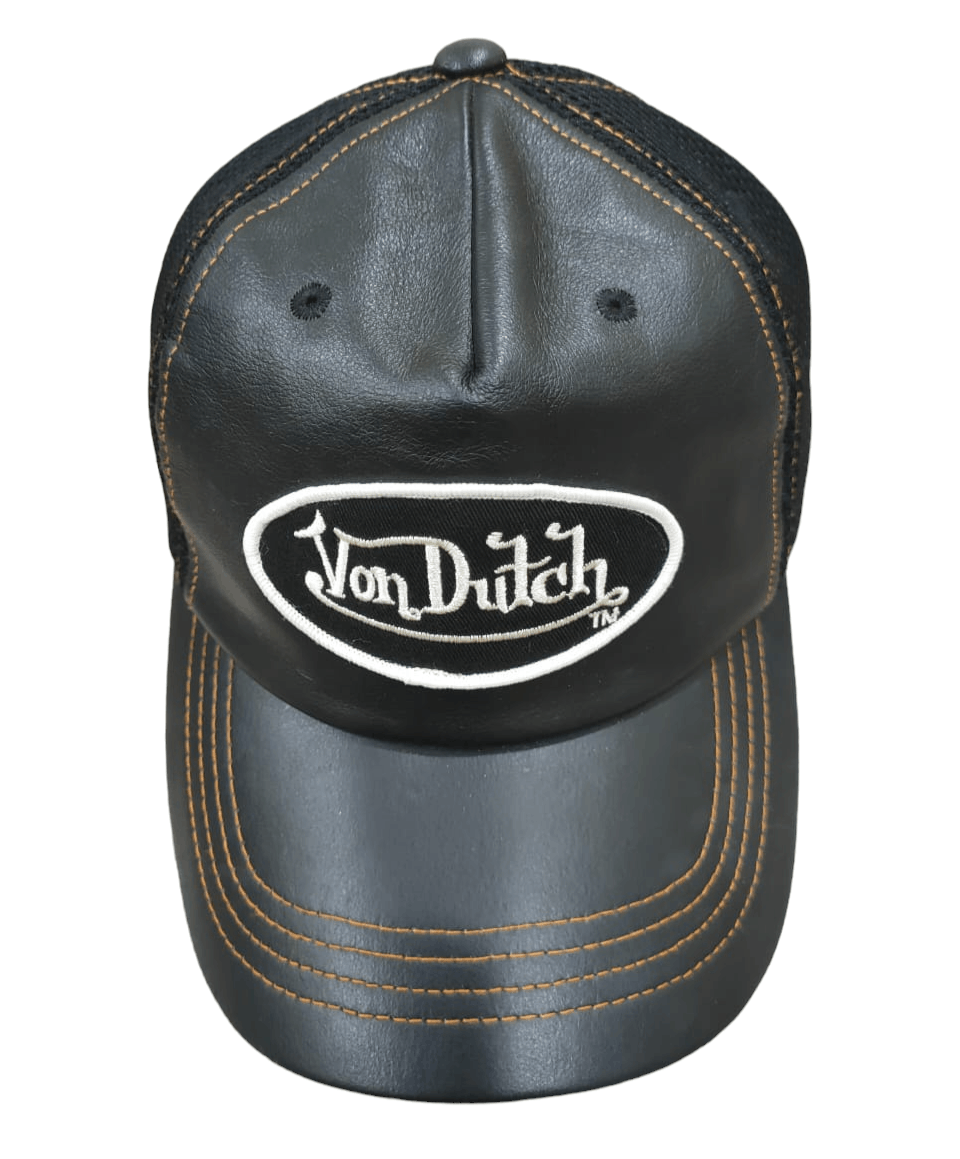 🚨 RARE VINTAGE LEATHER VON DUTCH TRUCKER HAT