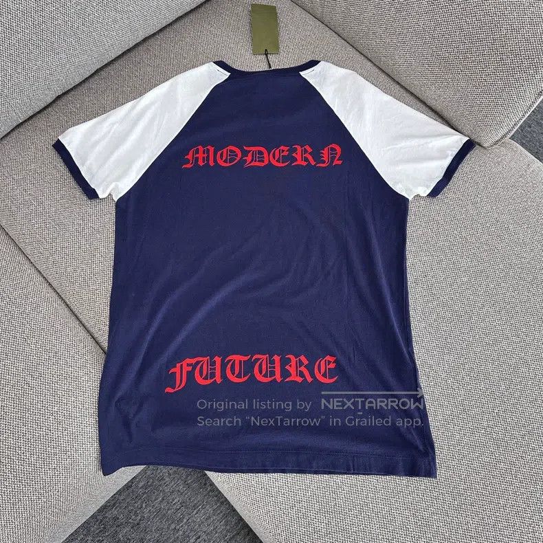 Gucci Contrast colour logo print to make old round-neck sh