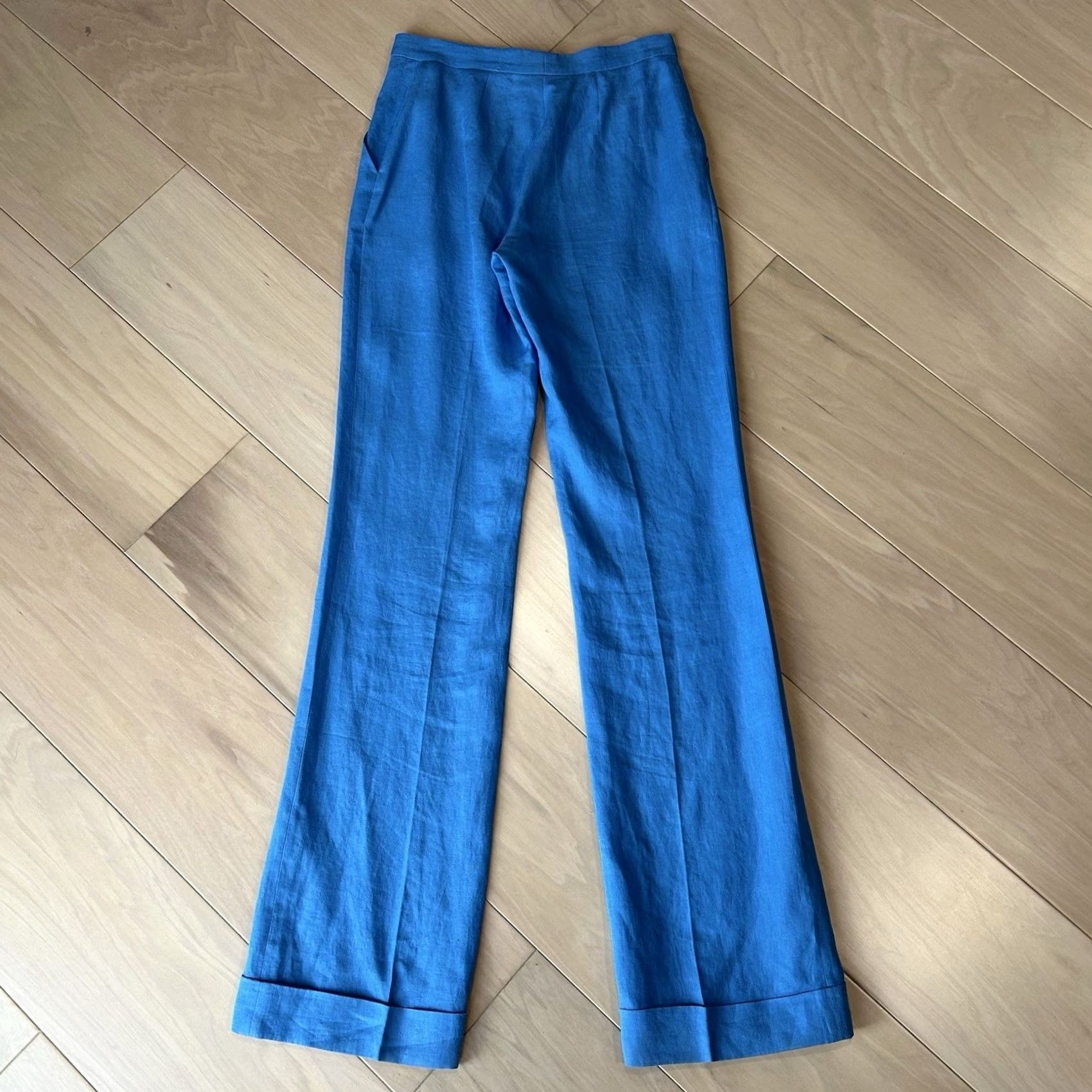 VINTAGE Moschino Cheap and Chic Wide Leg Linen Trousers In Blue