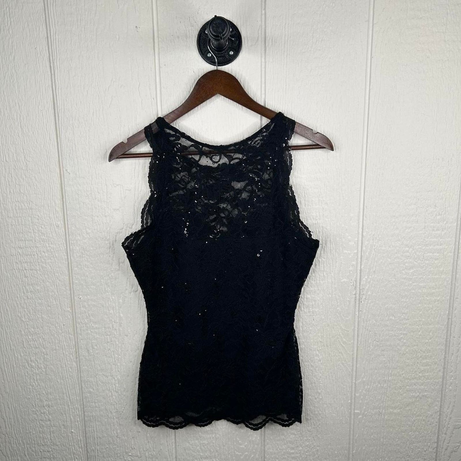 Boston Proper Vintage 90’s Black Sparkly Laced Halter Going Out Top Small Size S / US 4 / IT 40 - 2 Thumbnail
