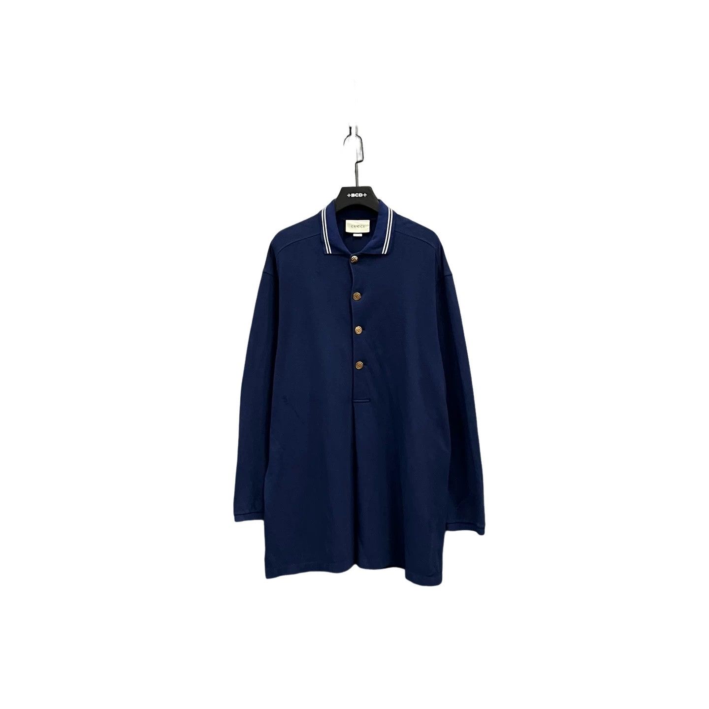 Gucci Gucci Blue Long Sleeve Polo Size M Size US M / EU 48-50 / 2 - 1 Thumbnail
