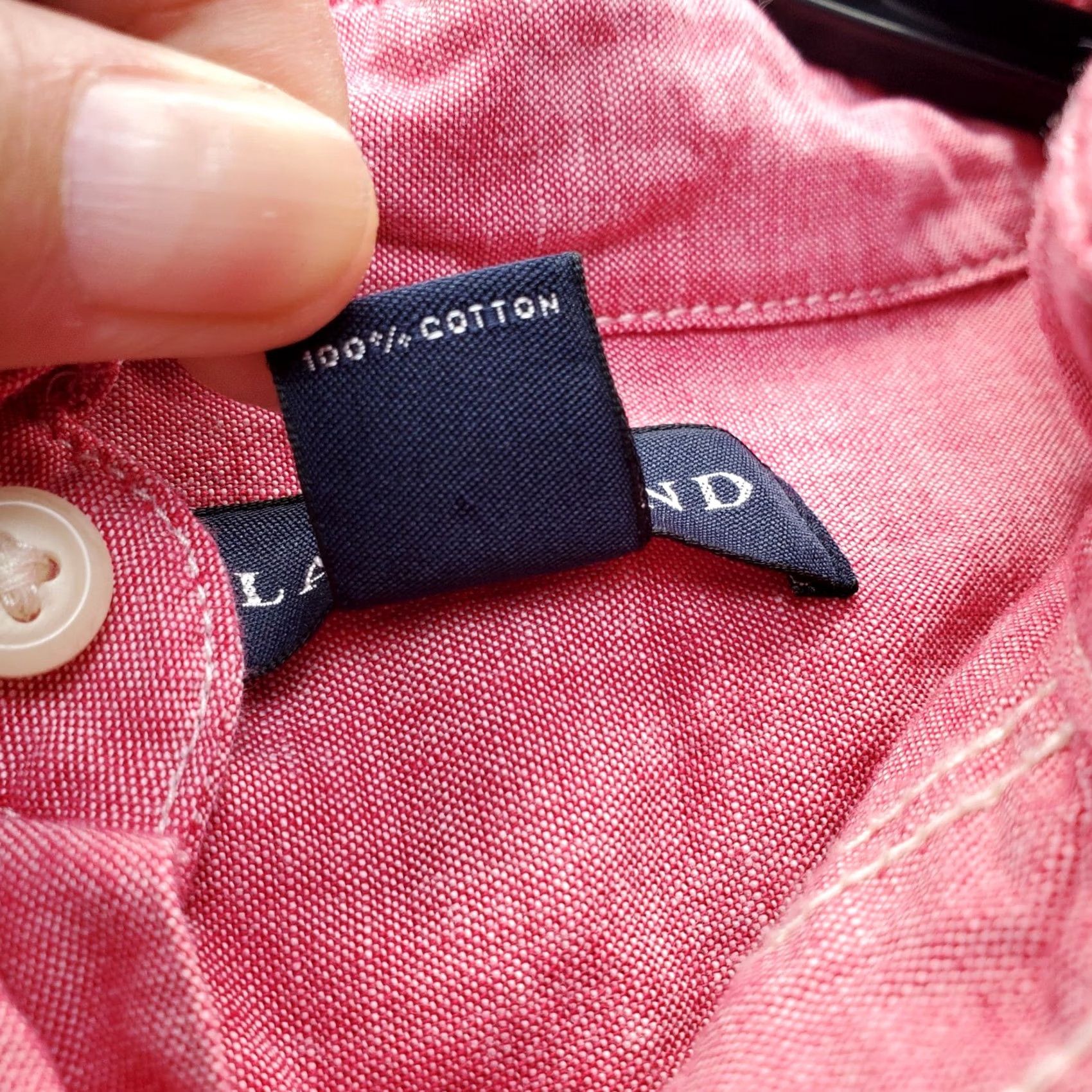 Lands' End Lands' End Mens XXL Dress Shirt Pink Regular Formal Oxford Collar Button Down Shirt Size 48R - 6 Thumbnail