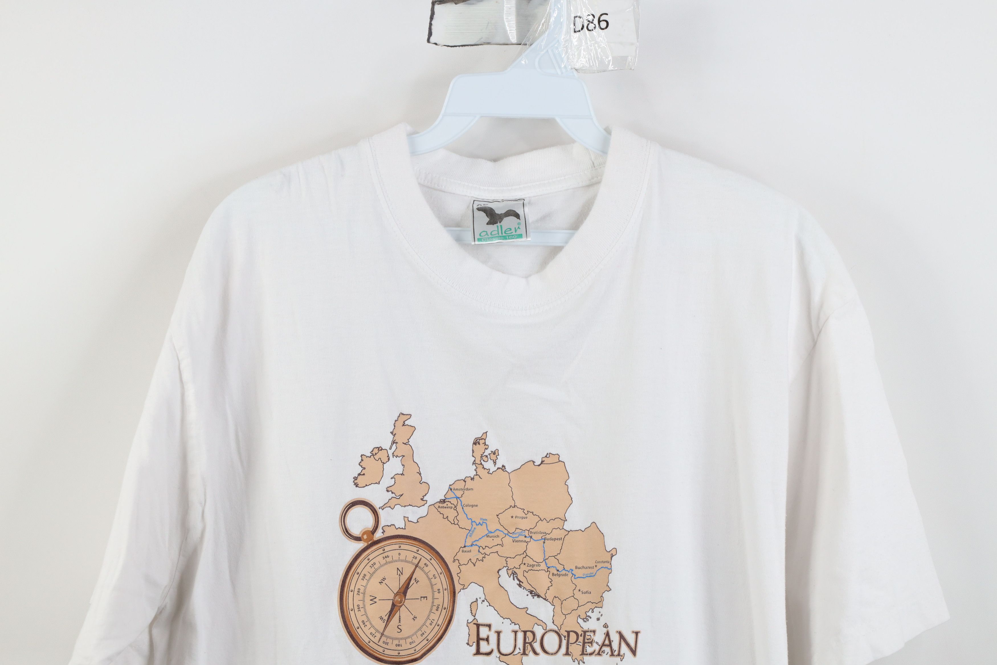 Vintage Vintage 90s European River Cruising Map T-Shirt White Cotton Size XL / US 12-14 / IT 48-50 - 2 Thumbnail