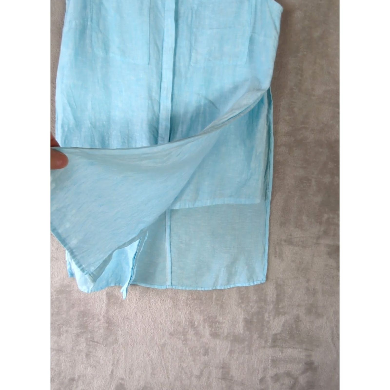 Vintage Chicos Linen Tunic Top Womens XS Blue Sleeveless V-Neck Button slits lagenlook Beach Bohemian Coastal Size XS / US 0-2 / IT 36-38 - 5 Thumbnail