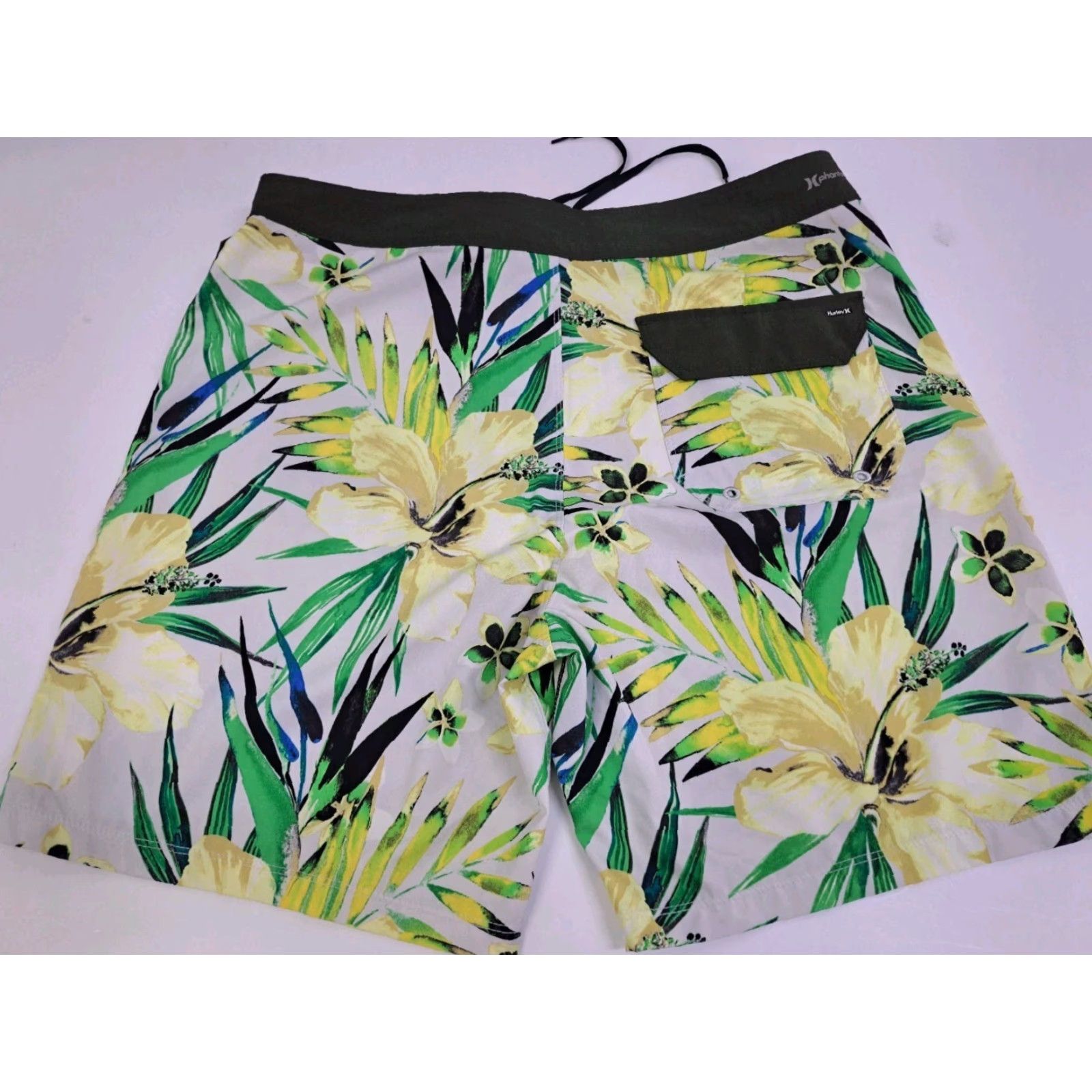 Hurley Hurley Mens Phantom Floral Board Shorts Green/Yellow/White 33 7" Multicolor Beach Tropical Quick Dry Drawstring Back Pocket Mens Size US 33 - 3 Thumbnail