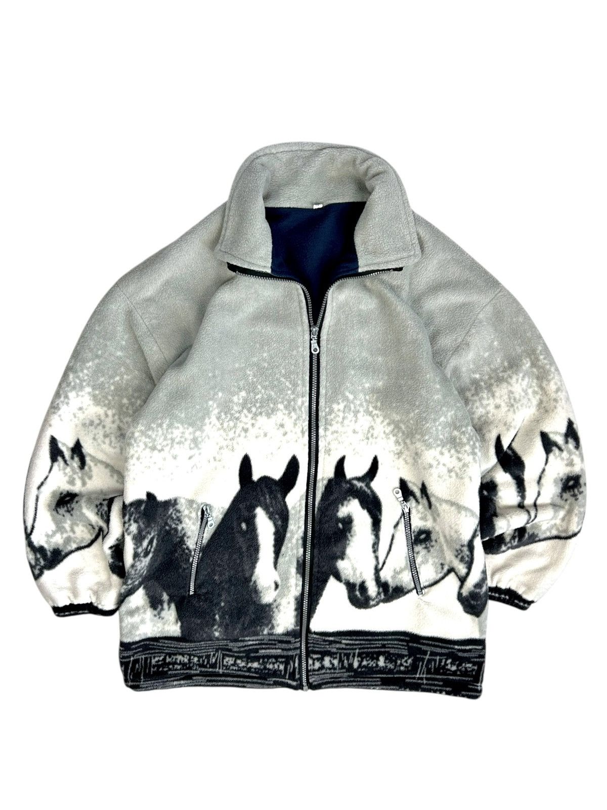 Vintage Vintage fleece printed jacket animals horse wolf Size US M / EU 48-50 / 2 - 1 Thumbnail