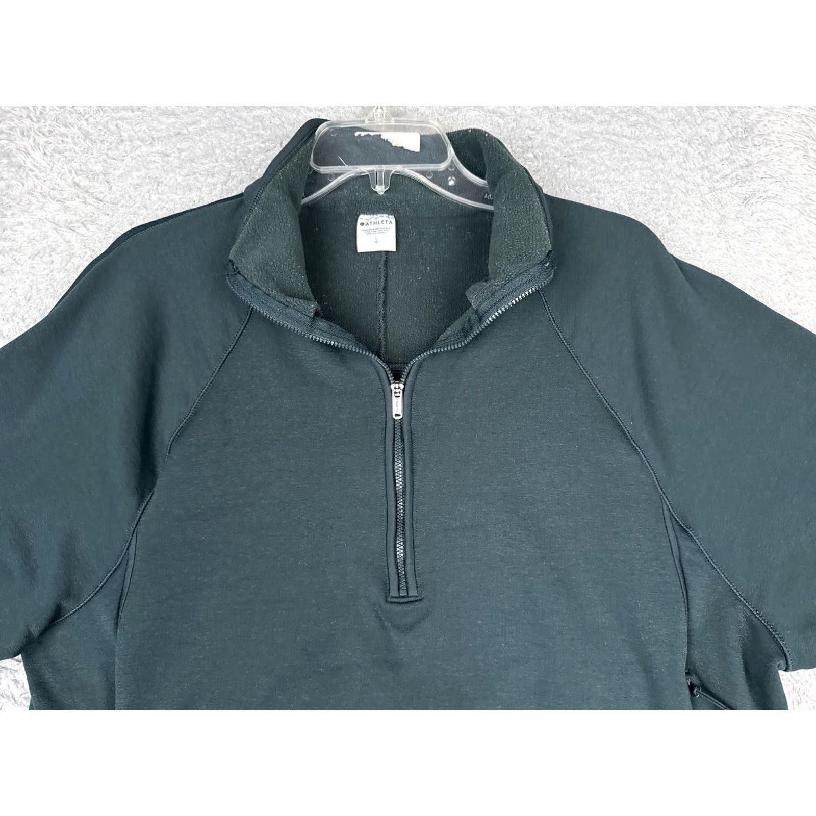 Athleta Athleta Fleece Pullover Womens L Green 1/4 Zip Mock Neck Pockets Sweatshirt Size L / US 10 / IT 46 - 4 Thumbnail