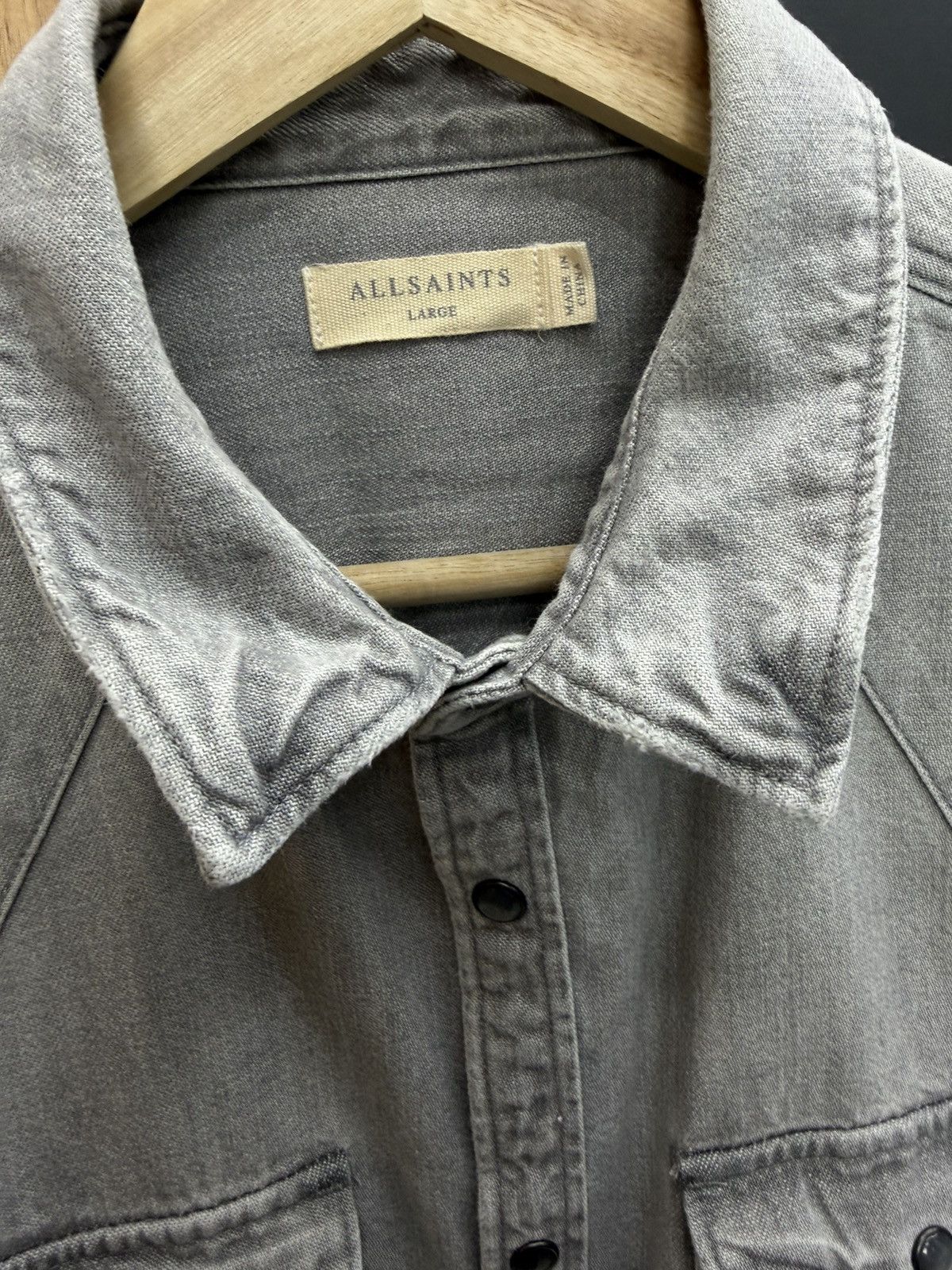 Allsaints AllSaints Drayson Shirt Grey Denim Distressed Size L Size US L / EU 52-54 / 3 - 10 Thumbnail