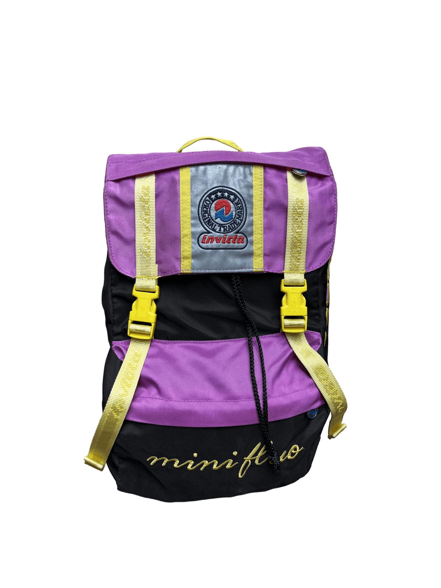 Invicta 90s Invicta Mini Fluo Purple Yellow Day Hiking School Bag Size ONE SIZE - 2 Thumbnail