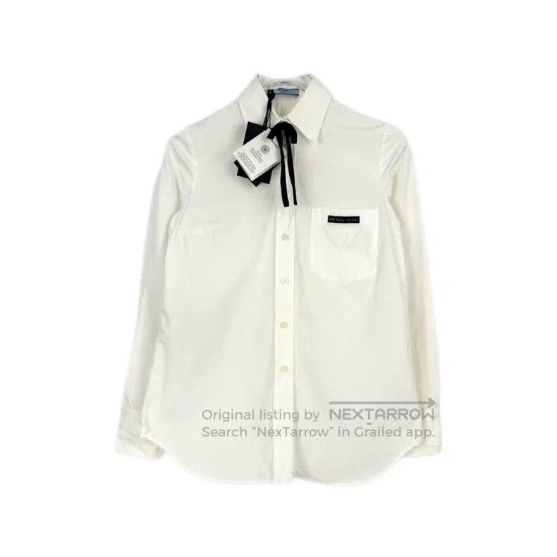 Prada Prada White cloth triangle bow shirt Size XS / US 0-2 / IT 36-38 - 1 Thumbnail