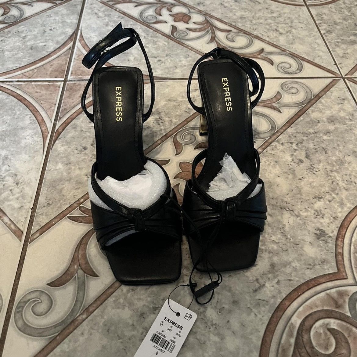 Express Express Black & Gold Heels Size US 8 / IT 38 - 1 Thumbnail