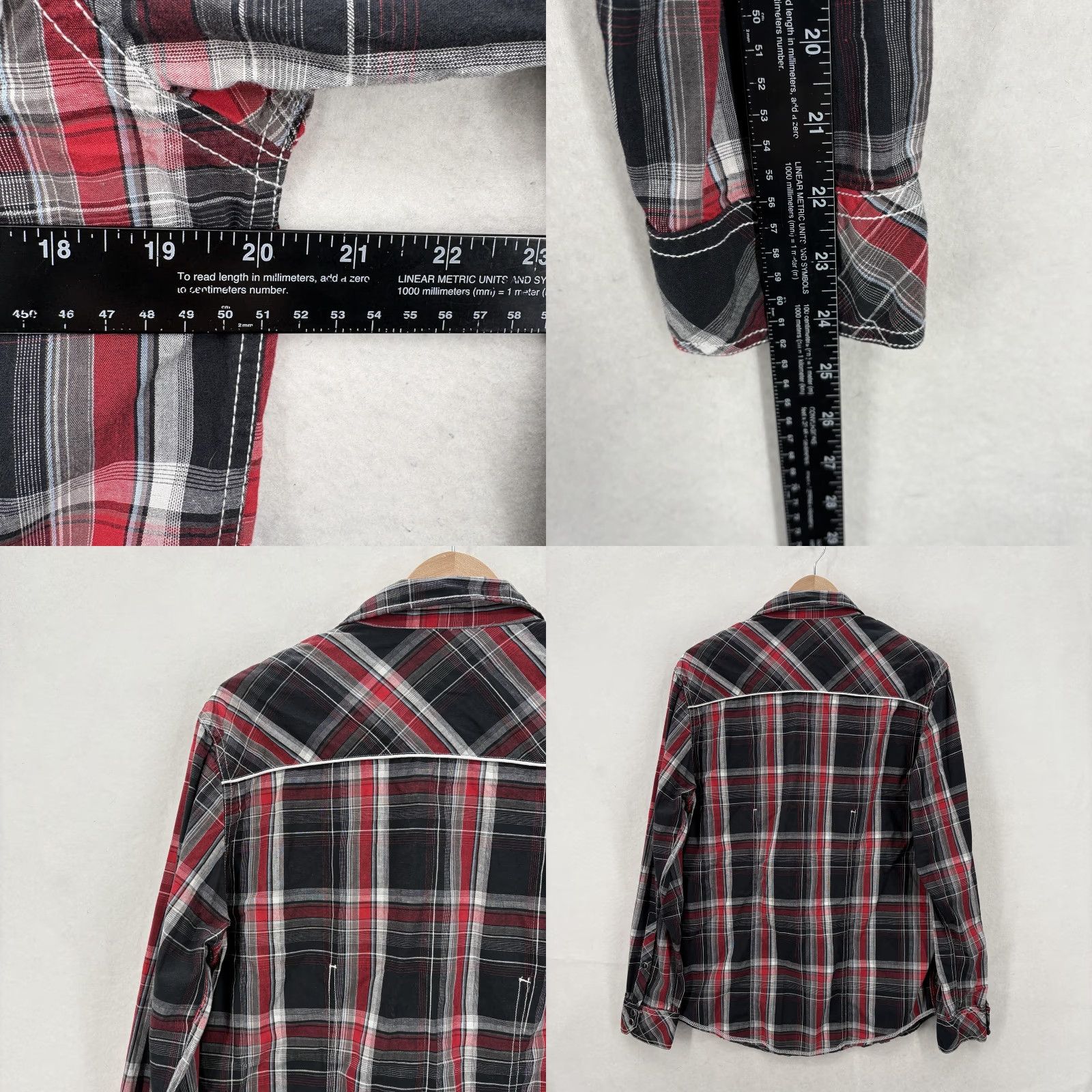 Vintage VINTAGE Helix Shirt Mens M Red Plaid Athletic Fit Snap Front Western Grunge Y2K Size US M / EU 48-50 / 2 - 8 Thumbnail