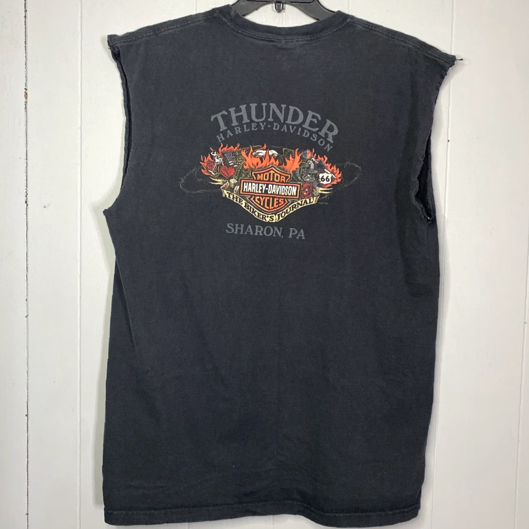 Harley Davidson VINTAGE Harley-Davidson Jester T Shirt Sleeveless XL Black 90s Biker Motorcycle Mens Shirt Size US XL / EU 56 / 4 - 4 Thumbnail