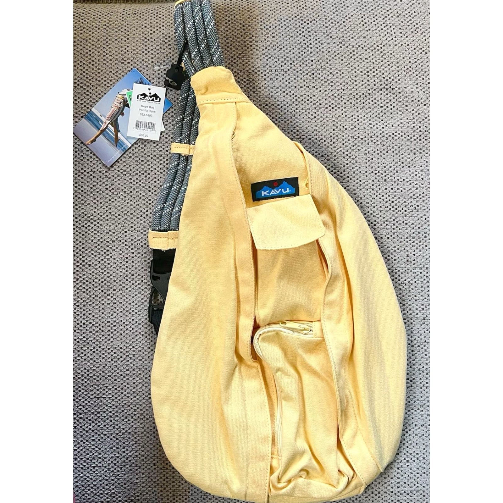 KAVU NWT KAVU Rope Sling Canvas Crossbody Bag Sack Yellow Vanilla Cake Yellow Women Medium Crossbody Bag Size ONE SIZE - 4 Thumbnail