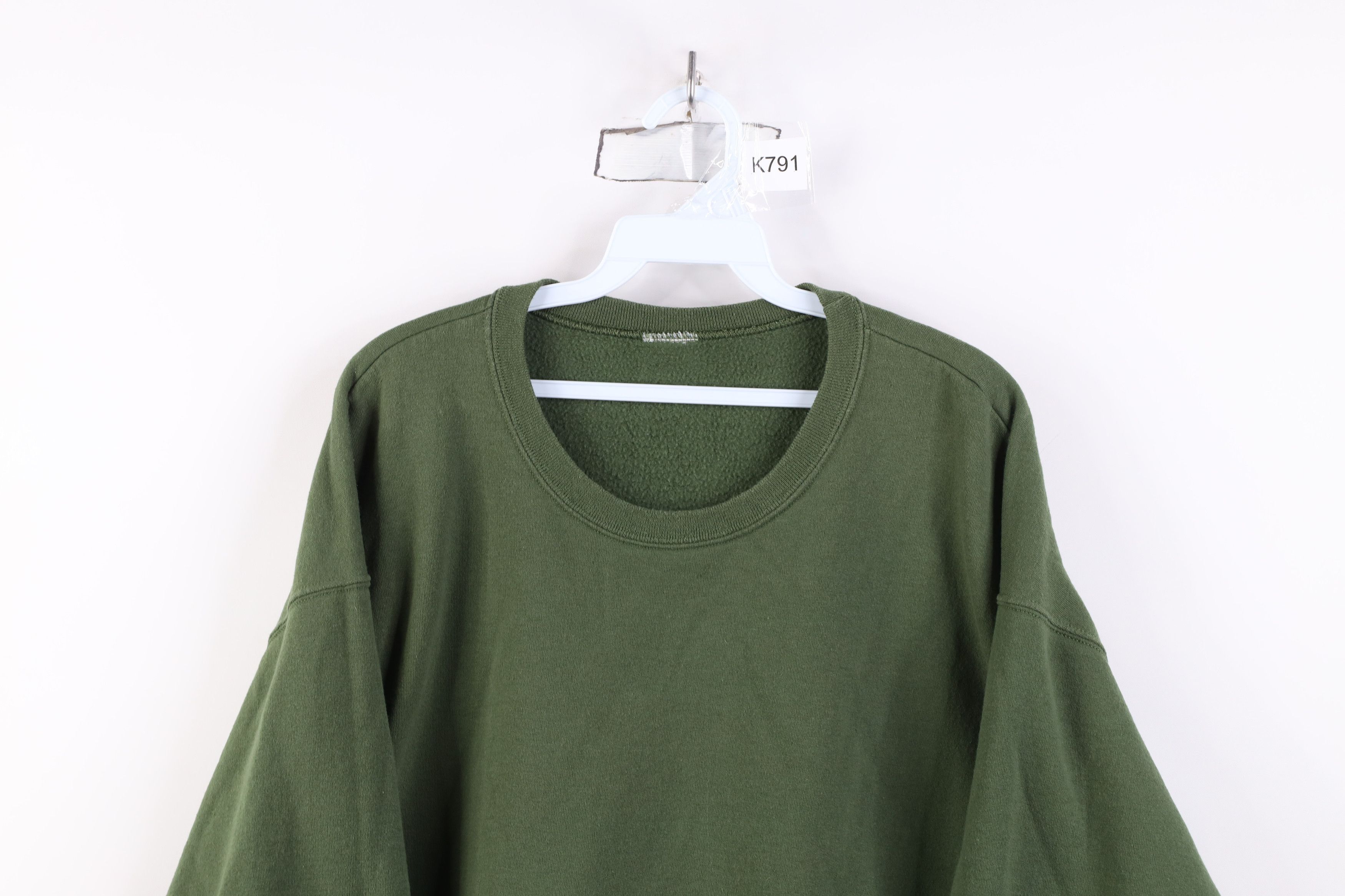 Vintage Vintage 90s Streetwear Faded Blank Crewneck Sweatshirt Green Size US XXL / EU 58 / 5 - 2 Thumbnail