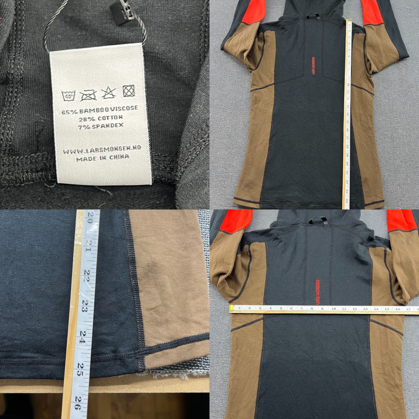 MONSE VINTAGE Lars Monsen Womens Hoodie Medium Black Brown hooded Drawstring Sweatshirt Norway Size M / US 6-8 / IT 42-44 - 8 Thumbnail