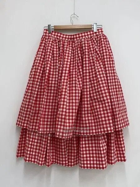 Comme des Garcons Comme Des Garcons size L Retro Red Checked Double overskir Size 23" - 2 Thumbnail