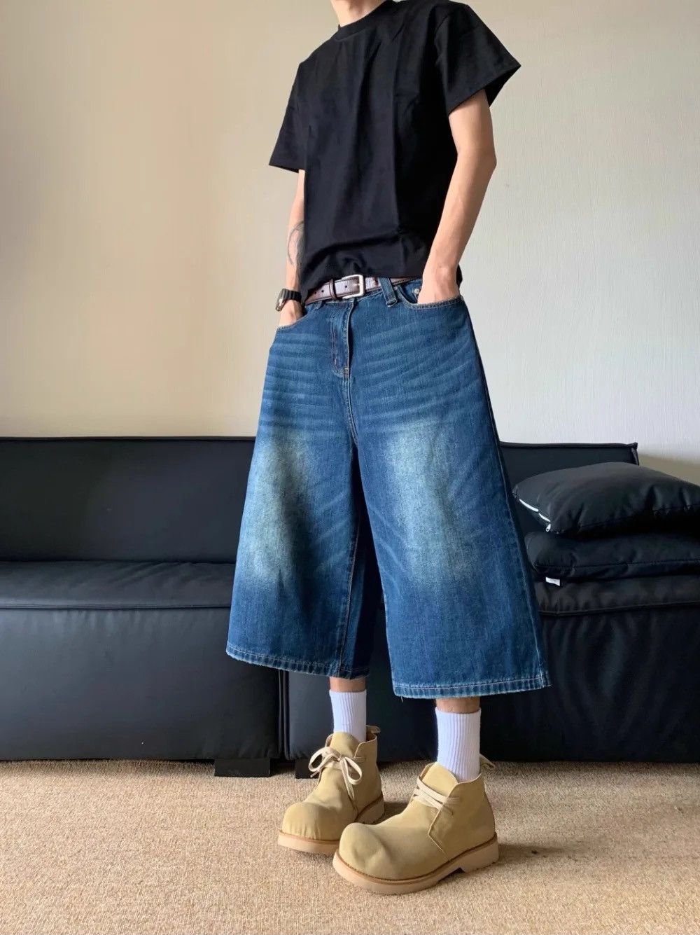 Other × Vintage Streetwear Washed Hip Hop Wide Leg Jorts Shorts y2k Size US 31 - 1 Thumbnail