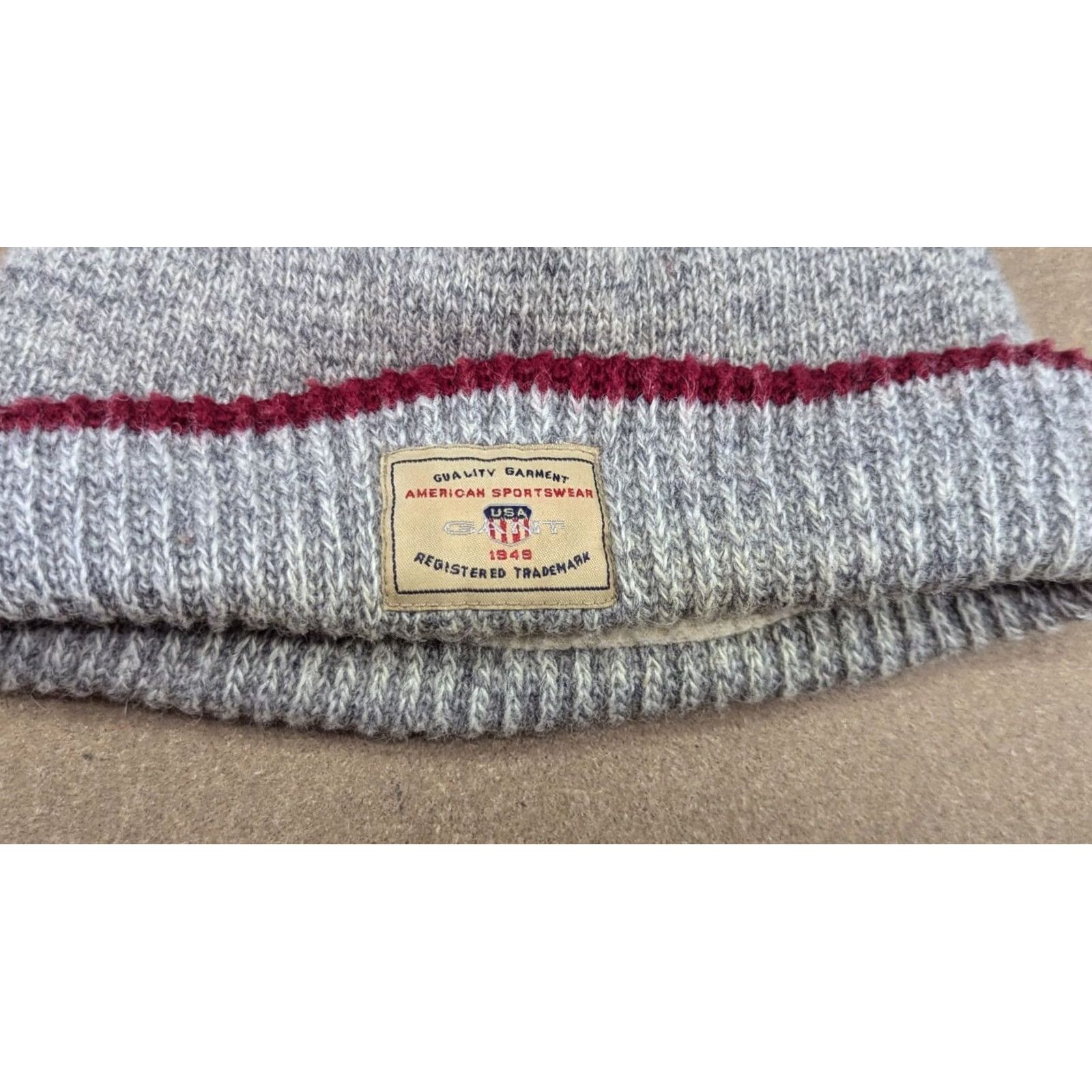 Gant GANT Beanie Hat Wool Gray Insulated Cuffed Ribbon Size S-M Unisex Adults Vintage Size ONE SIZE - 4 Thumbnail