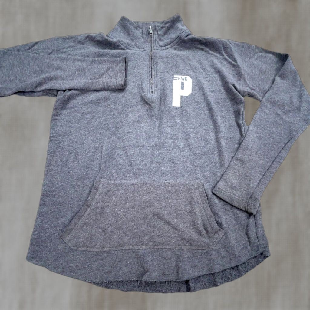 Victoria's Secret Victoria's Secret Sweatshirt Women Small Gray White Pullover Zip Hooded All Seasons Pockets Logo Size S / US 4 / IT 40 - 1 Thumbnail